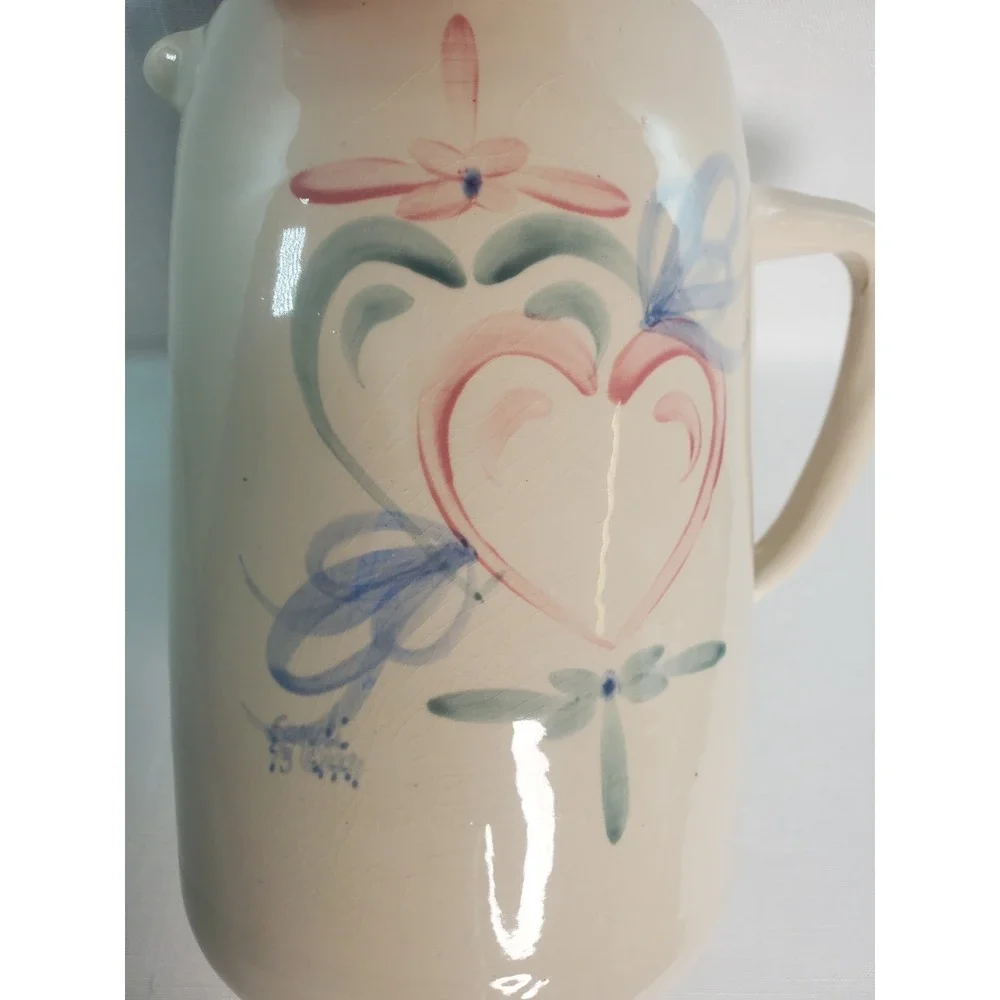 Vintage Hearts‎ Pitcher/Jug•Melinda Hart Signed•Marshall TX Ellis Prod. Pottery